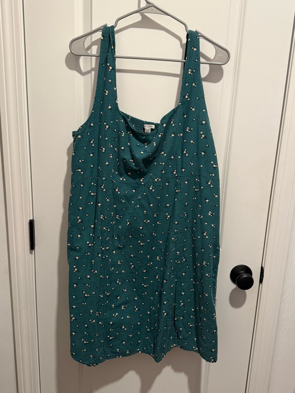 American Eagle - XXL Teal Floral Square Neck Dress